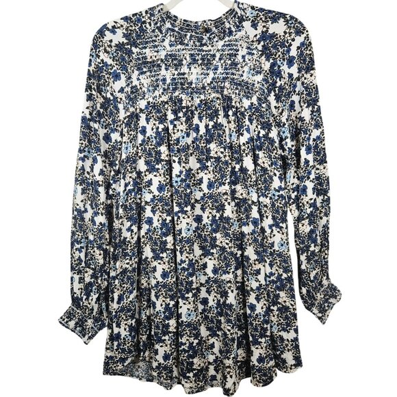 Free People Women’s Floral Tunic Blue M Cottagecore, Indie Vanguard, Whimsygoth - Picture 2 of 13